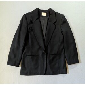 Pendleton Wool Blazer Woman's‎ 14 Black Vintage One Button Sport Coat